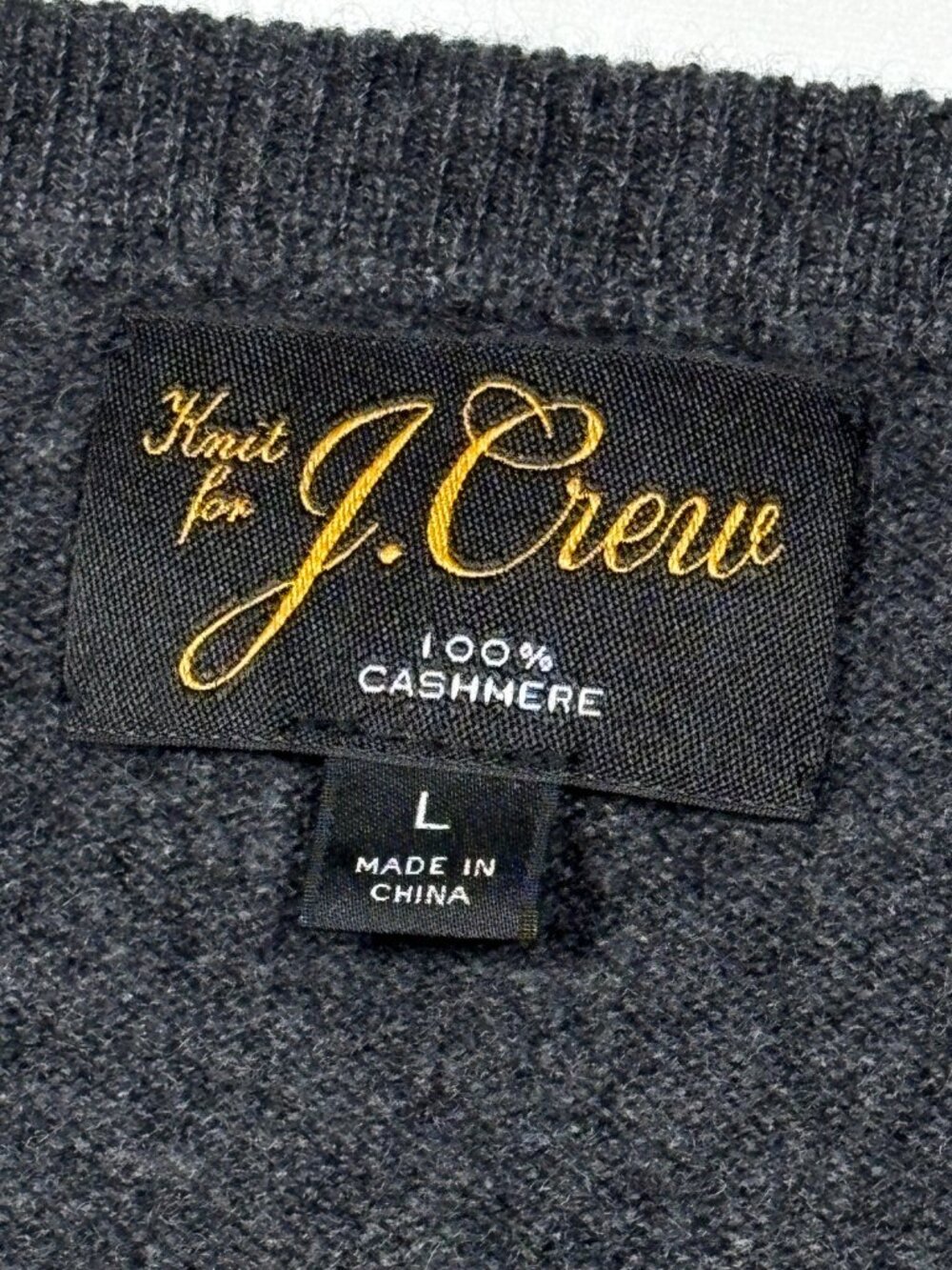 J.Crew Mens Large 100% Cashmere V-neck Sweater Charcoal Gray Style BC464 ECU - Picture 5 of 9